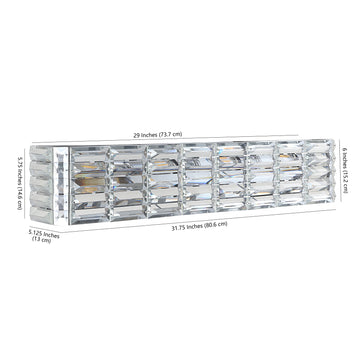 Evelyn Crystal Rectangle Iron/Crystal Glam Modern LED Vanity Light - JONATHAN Y